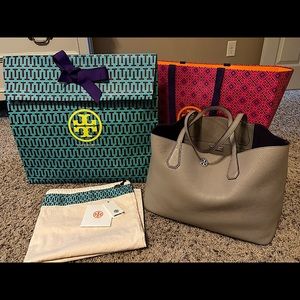 Tory Burch Tote - French Gray/Purple Iris